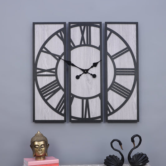 Black and Grey Engineered Wood Roman Numeral Wall Clock|| Wall Clock