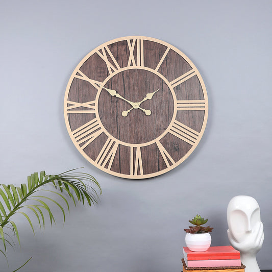 Engineered Wood Roman Numeral Wall Clock With Leather coating || Wall Clock