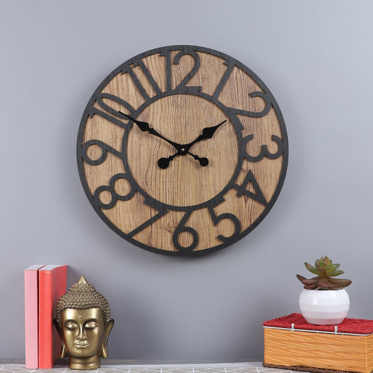 Engineered Wood Wall Clock With Black Numerals || Wall Clock