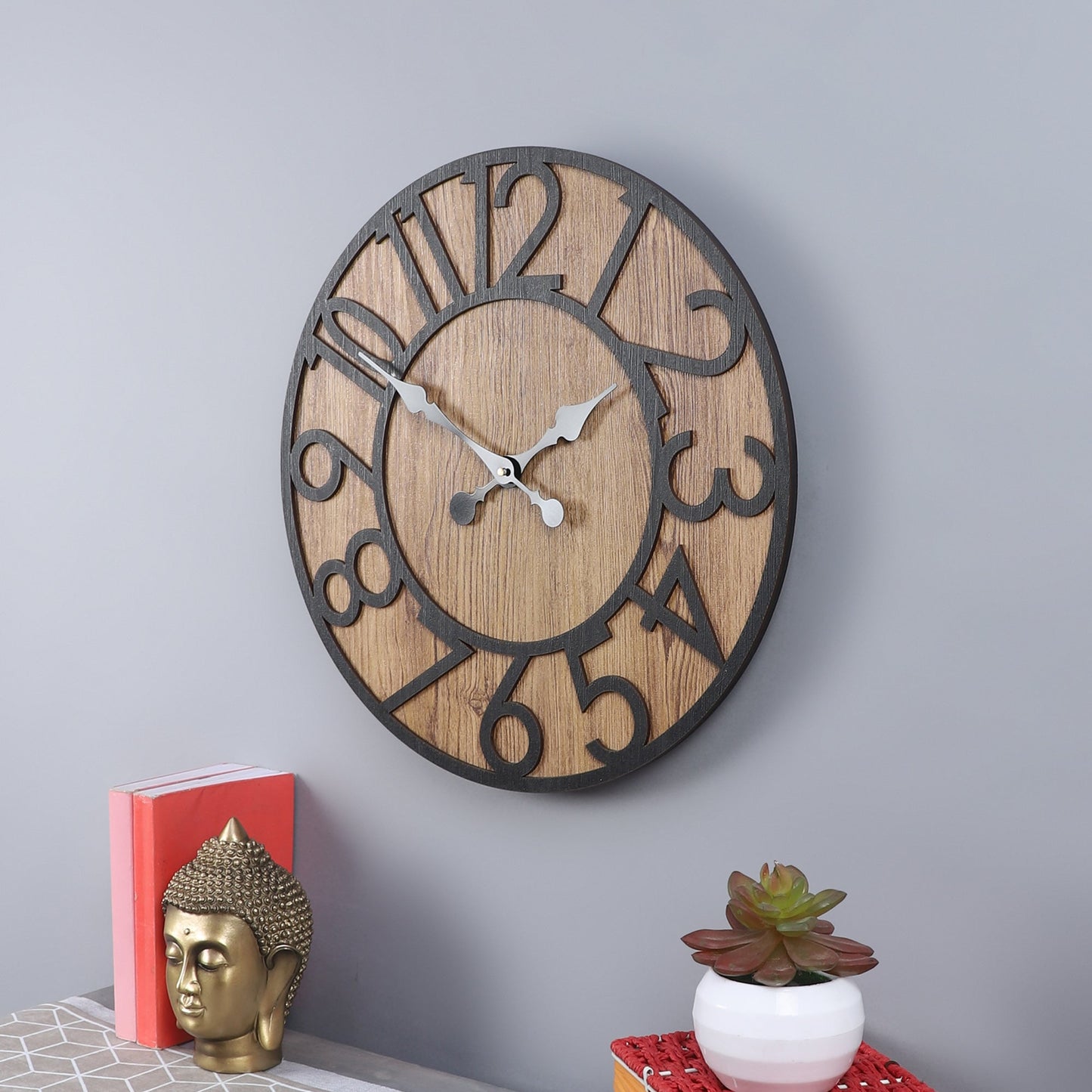 Engineered Wood Wall Clock With Black Numerals || Wall Clock