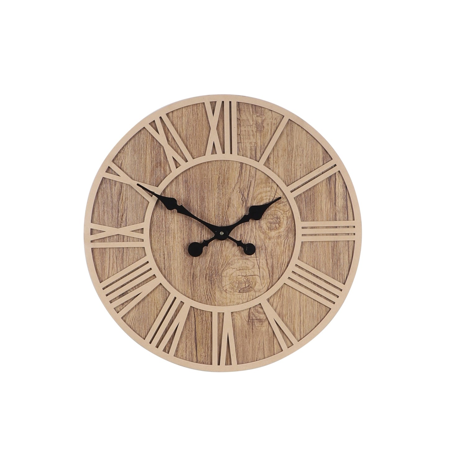 Round Engineered Wood Roman Numeral Wall Clock With Leather coating || Wall Clock