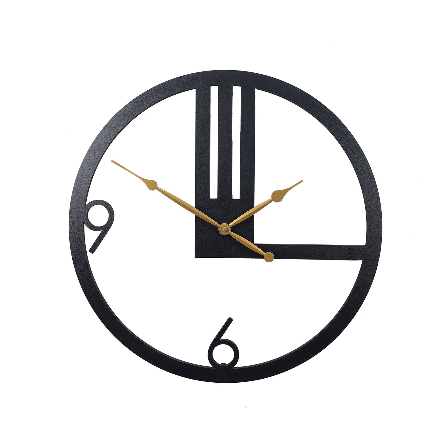 Engineered Wood Wall Clock With Leather coating