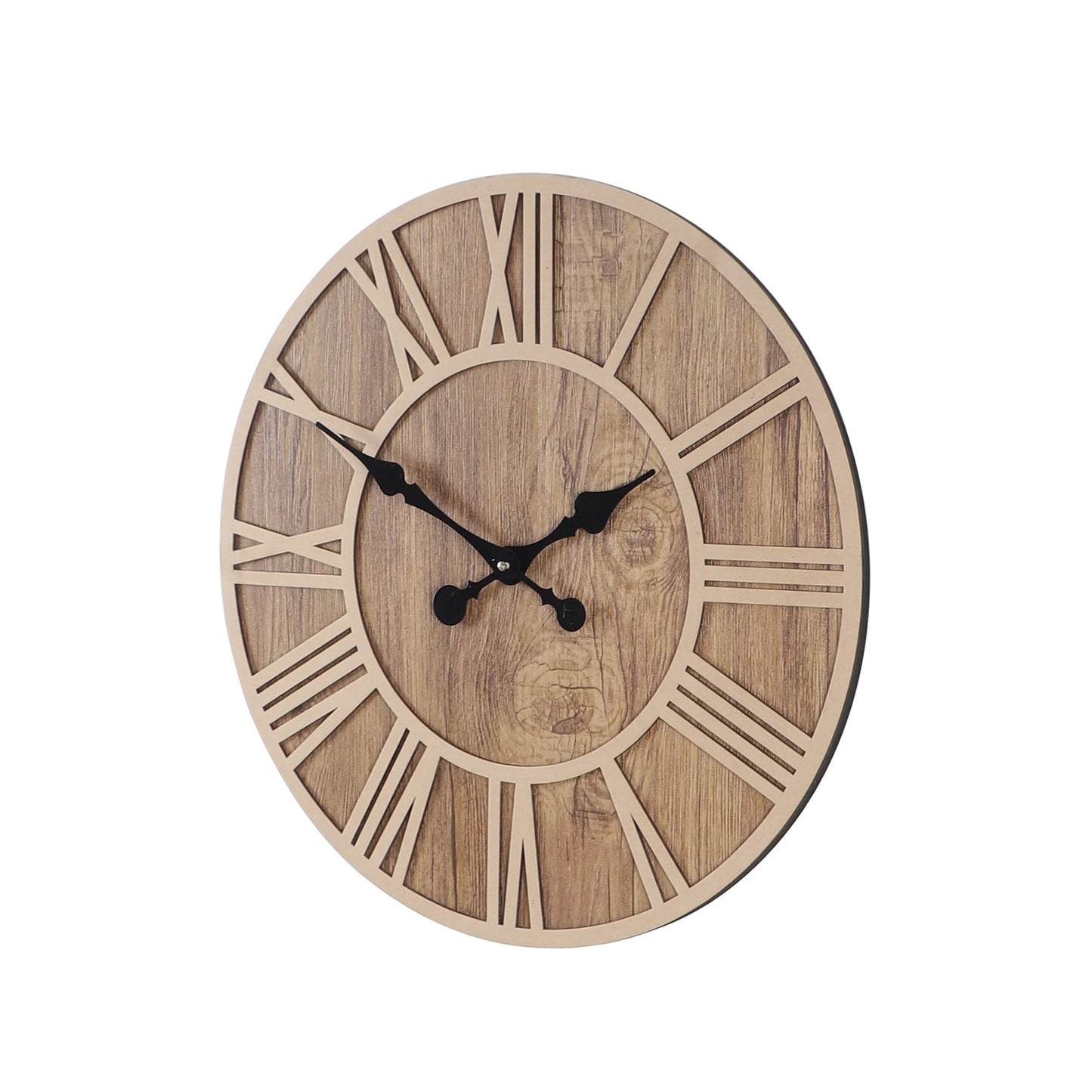 Round Engineered Wood Roman Numeral Wall Clock With Leather coating || Wall Clock