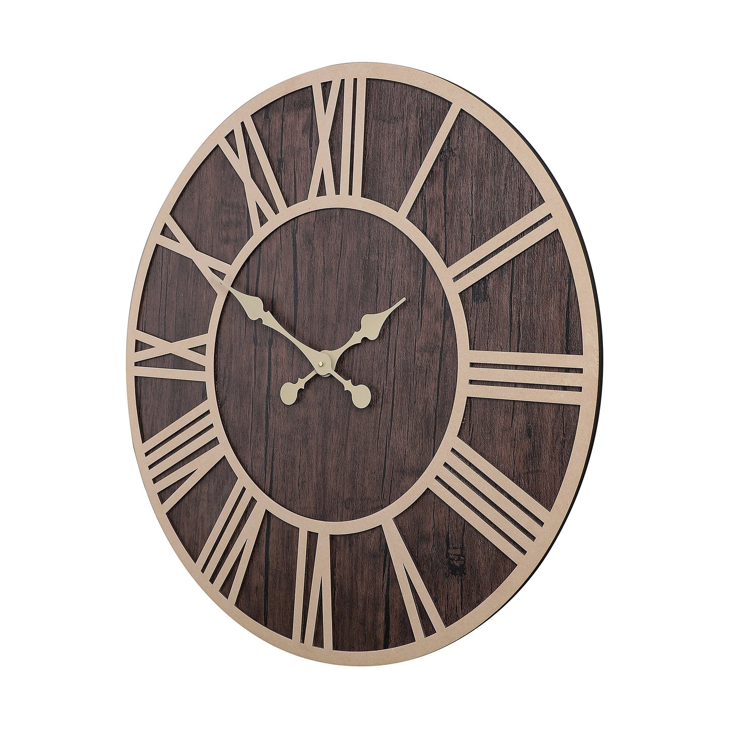 Engineered Wood Roman Numeral Wall Clock With Leather coating || Wall Clock