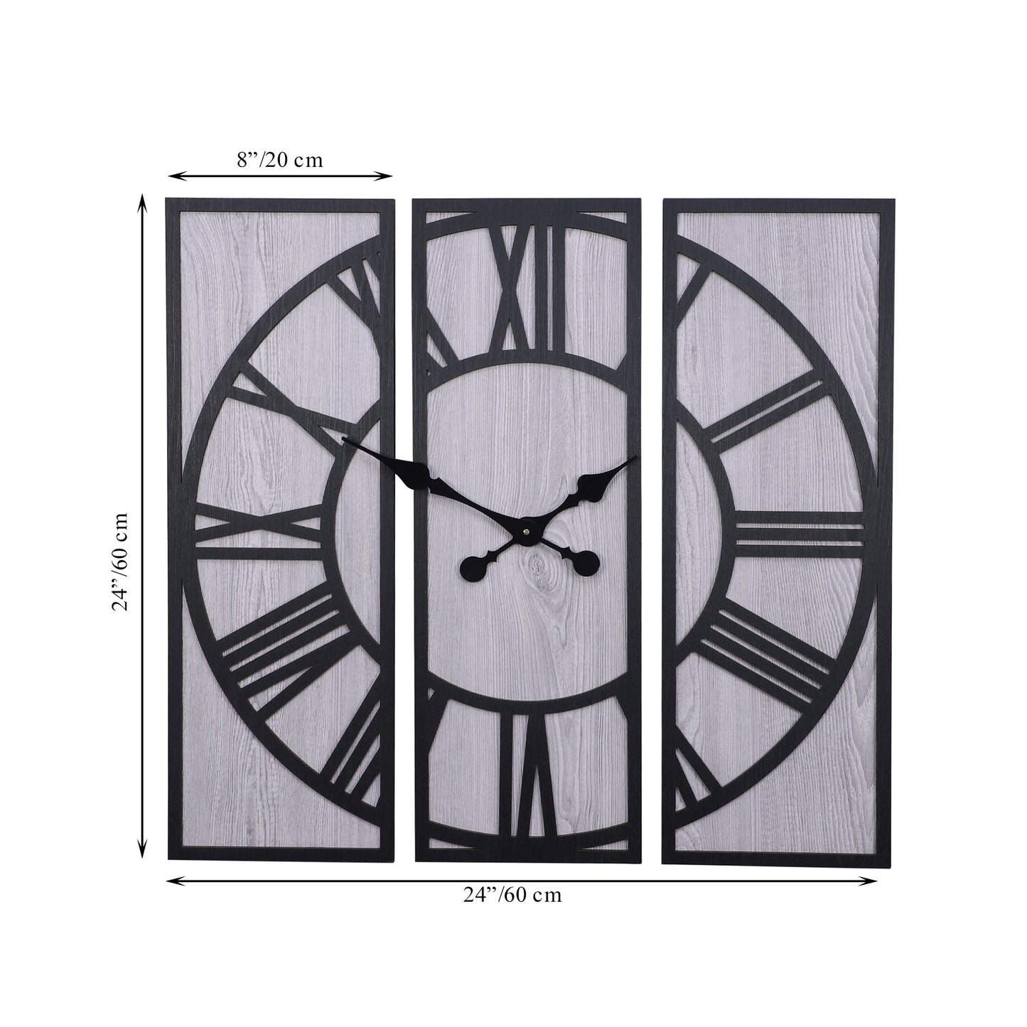 Black and Grey Engineered Wood Roman Numeral Wall Clock|| Wall Clock