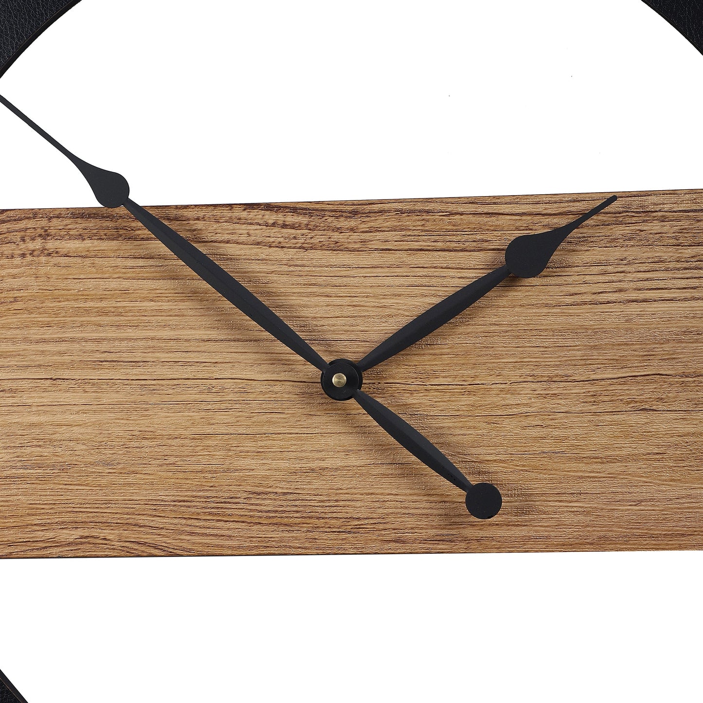 Black Framed Engineered Wood Wall Clock with Leather coating