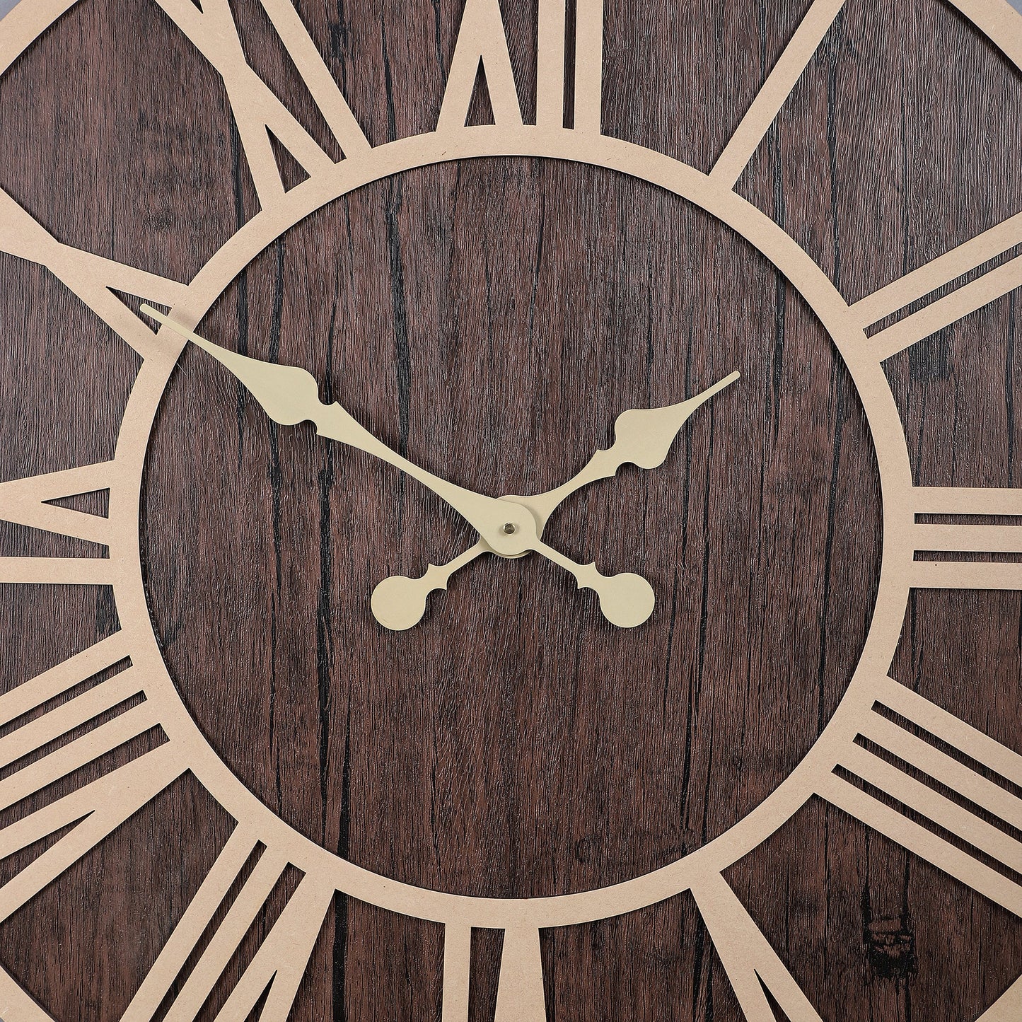 Engineered Wood Roman Numeral Wall Clock With Leather coating || Wall Clock