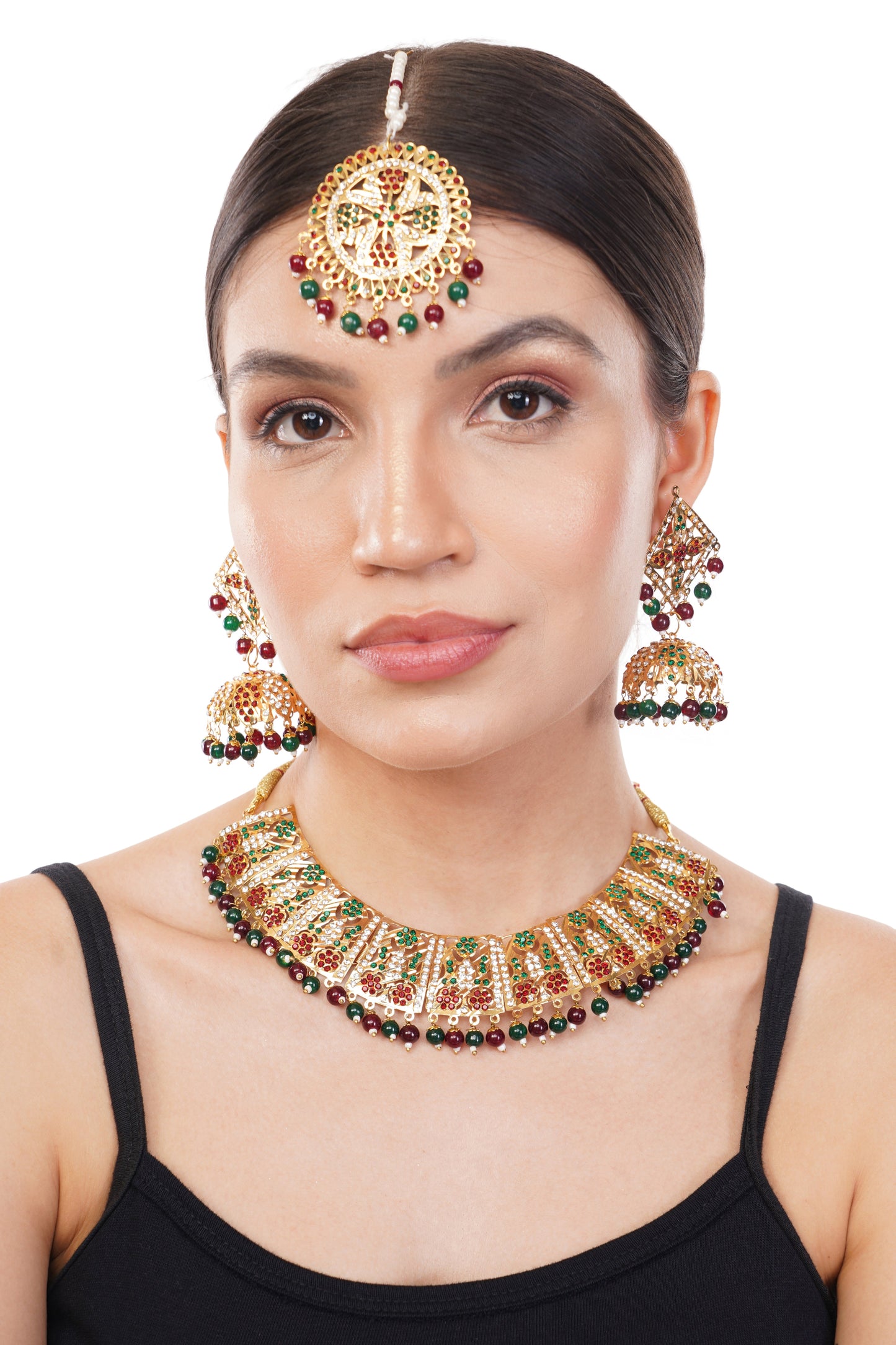 Ethnic and Party Wear 1Gm Gold Plated Necklace and Earring Set