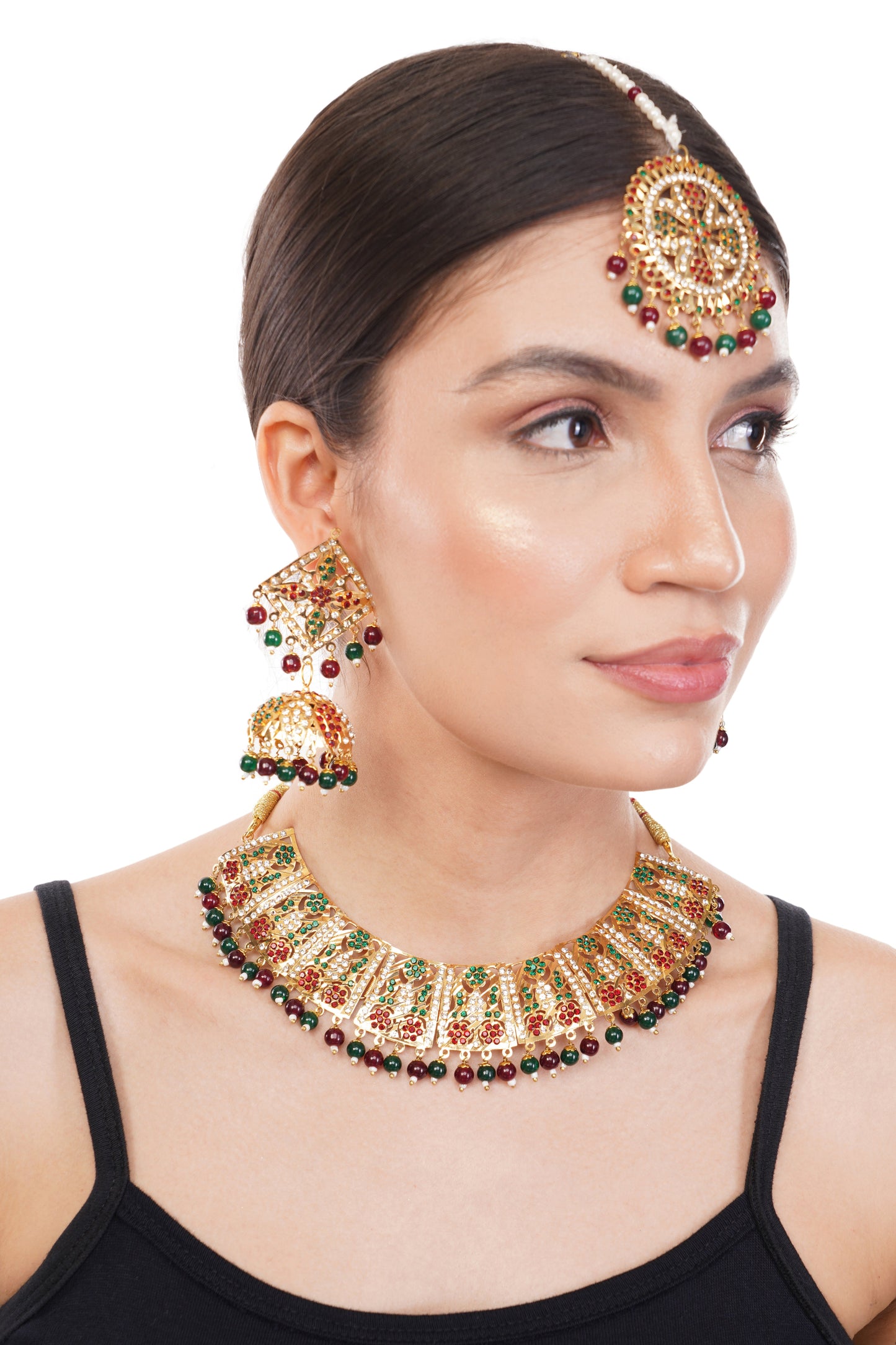 Ethnic and Party Wear 1Gm Gold Plated Necklace and Earring Set