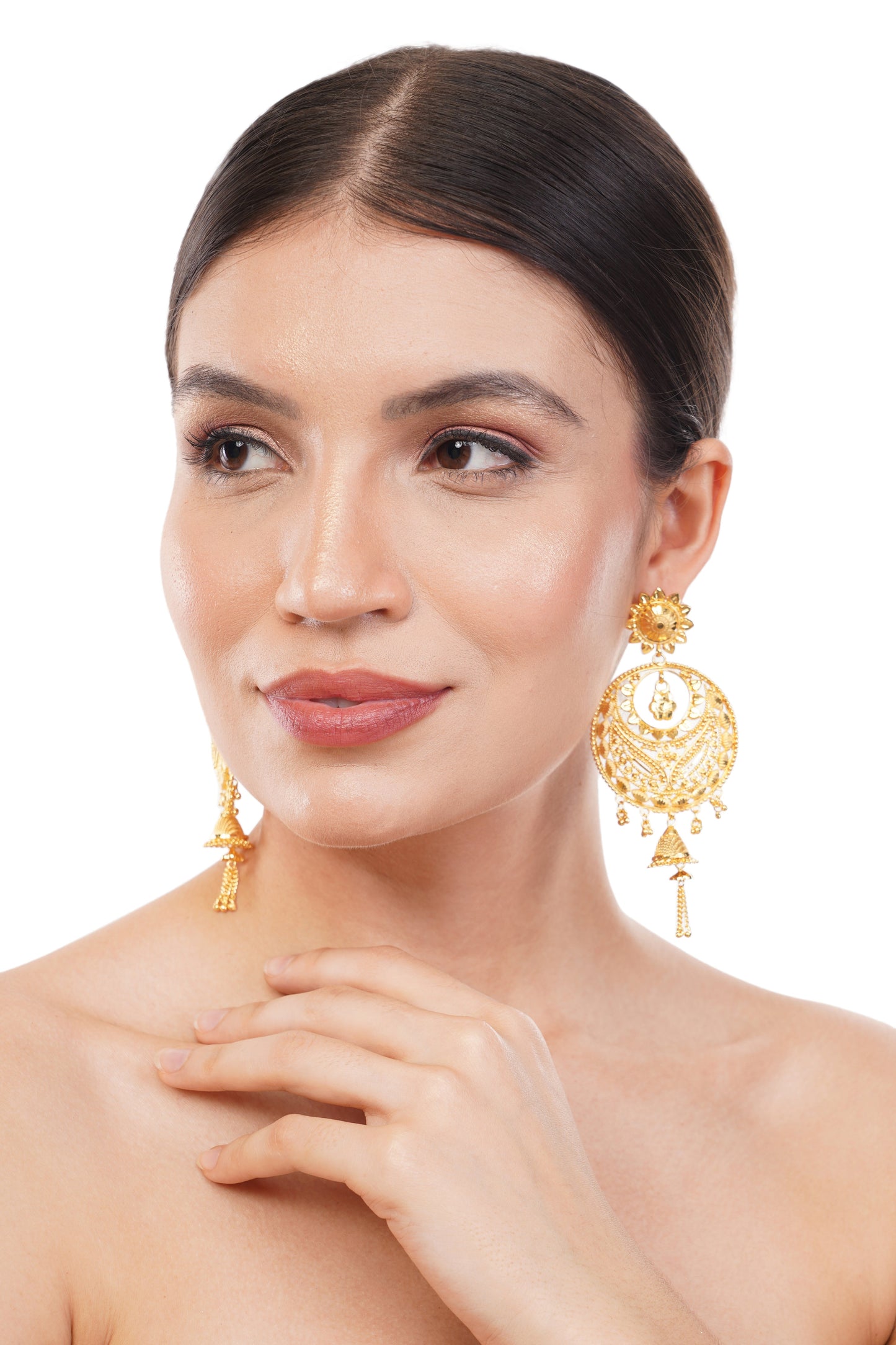 Sun and Moon 1Gm Gold Earrings