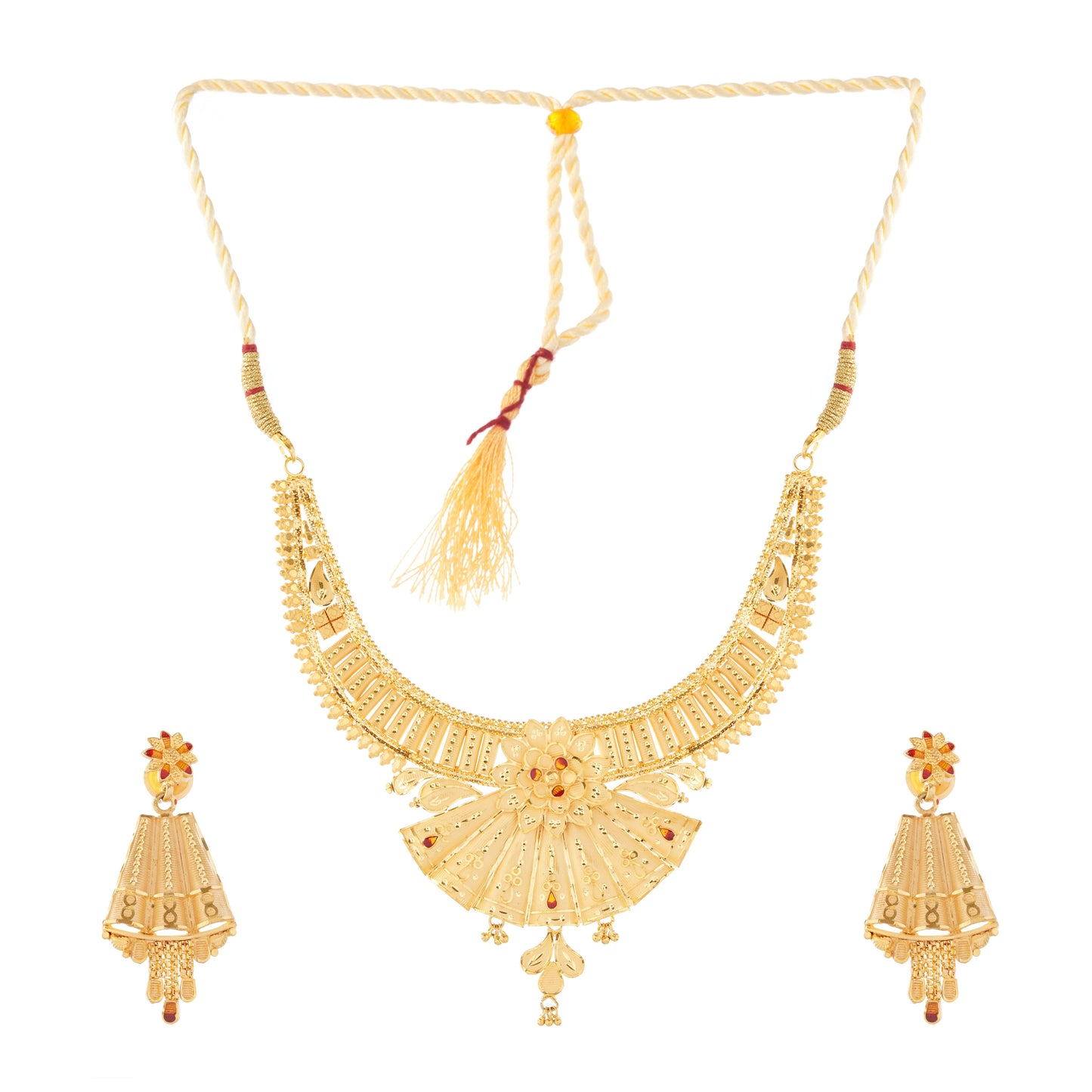 Traditional Indian Gold Necklace and Earring Set