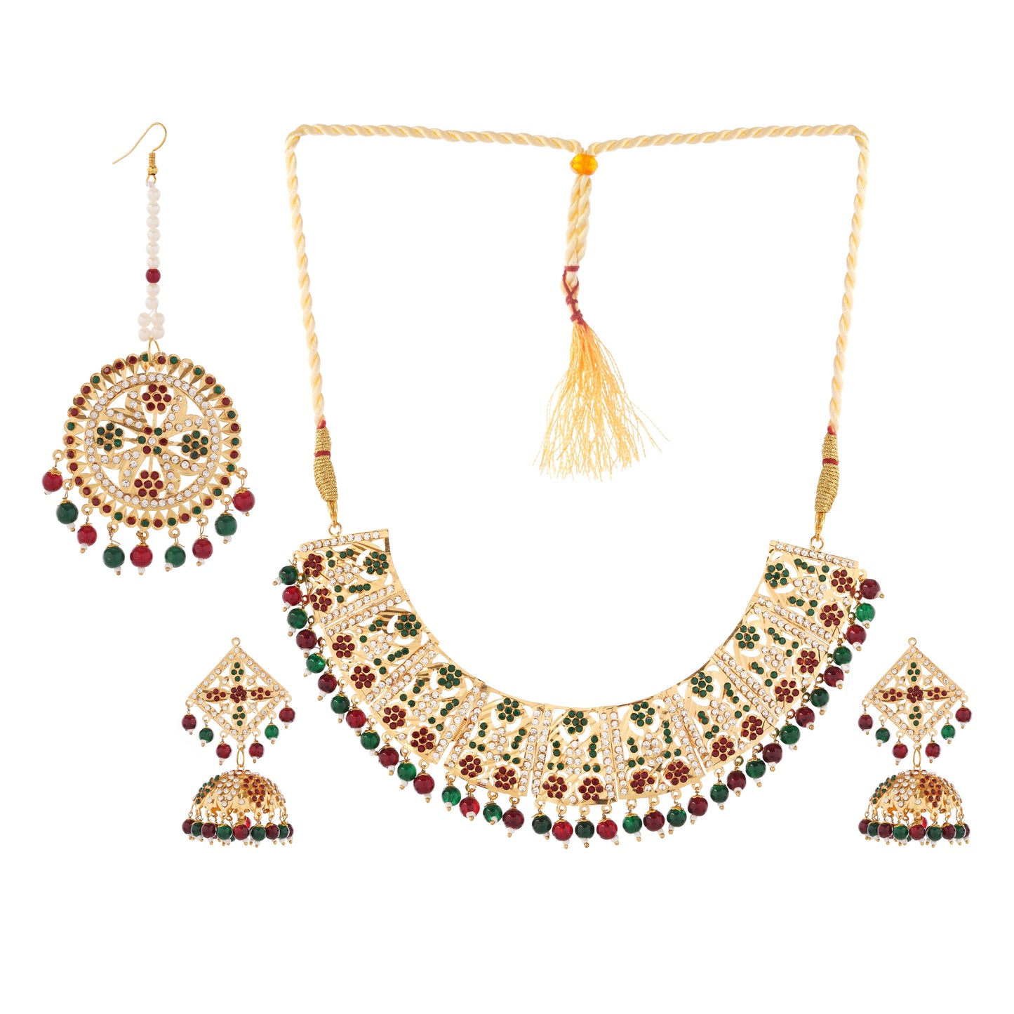 Ethnic and Party Wear 1Gm Gold Plated Necklace and Earring Set