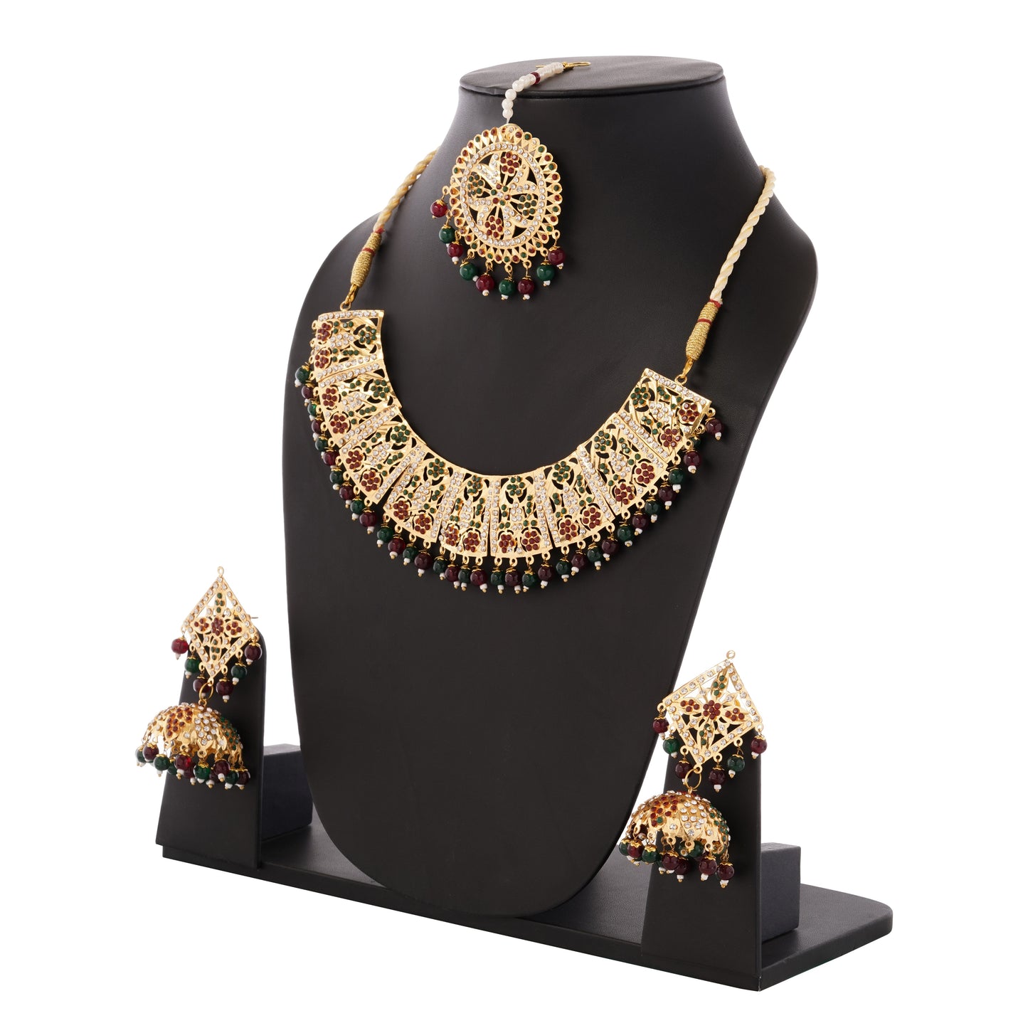 Ethnic and Party Wear 1Gm Gold Plated Necklace and Earring Set