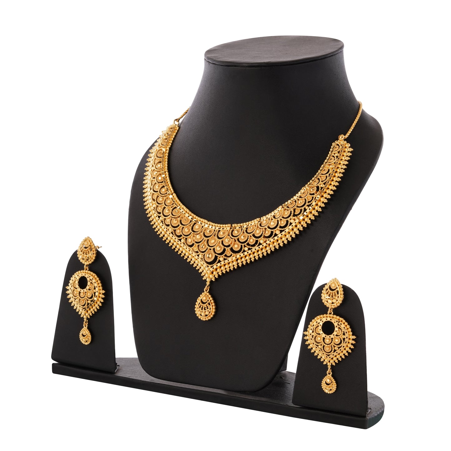 Sparkling 1Gm Gold-Plated Necklace and Earring Set