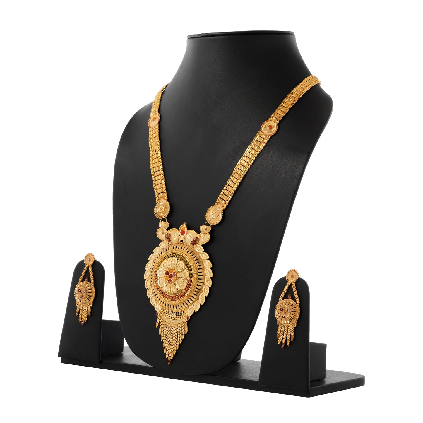 1Gm Gold Rani Haar Necklace and Earring Set with Cubic Zirconia