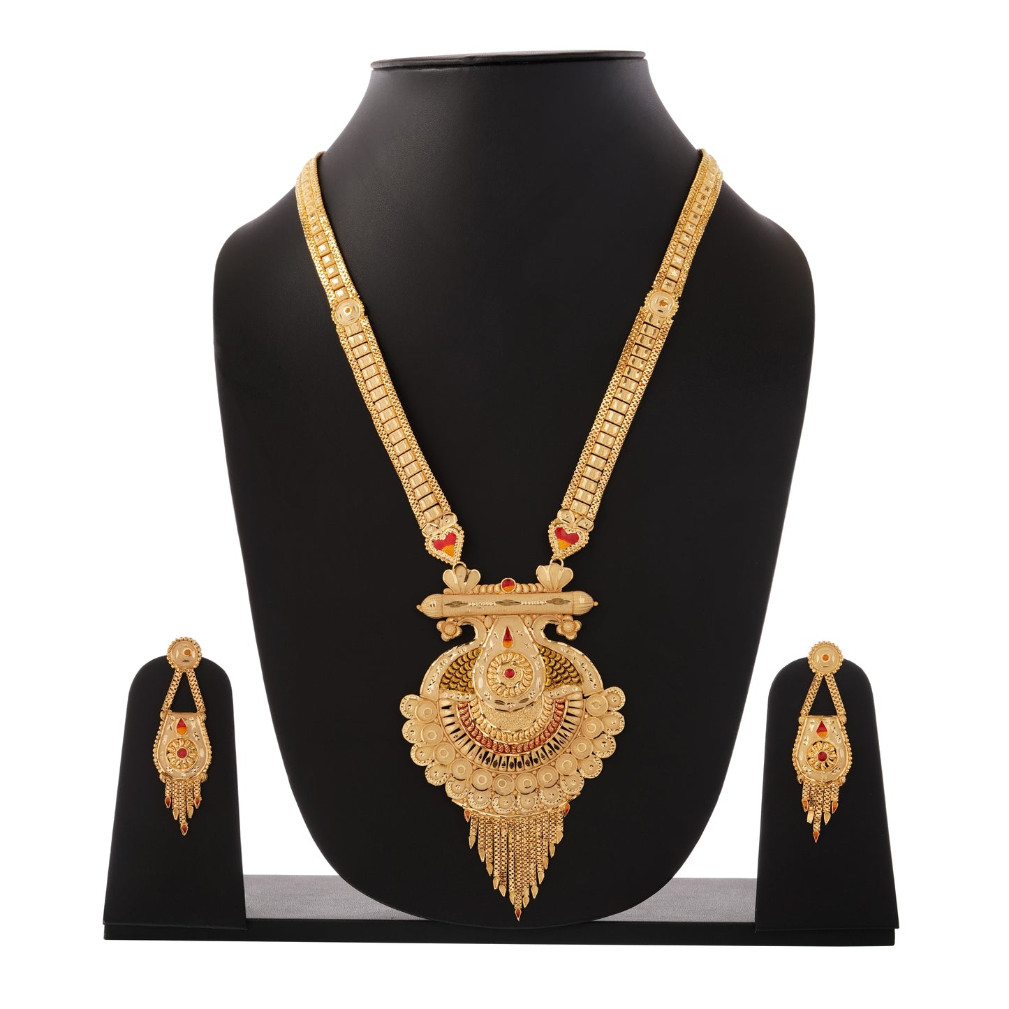 South Indian Temple 1Gm Gold Jewellery Necklace and Earring Set