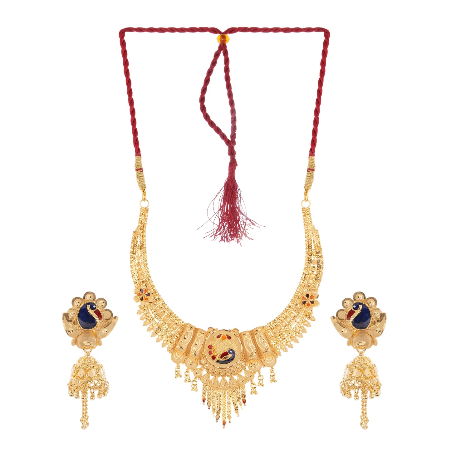 Intricate 1Gm Gold Necklace and Earring Set