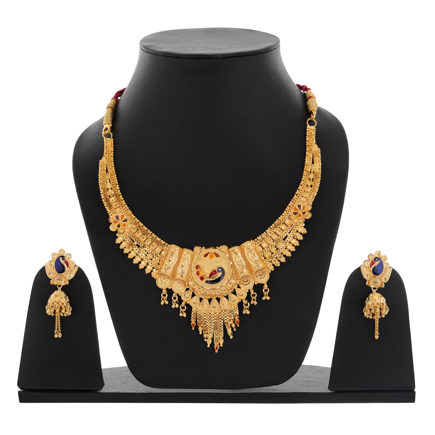 Intricate 1Gm Gold Necklace and Earring Set