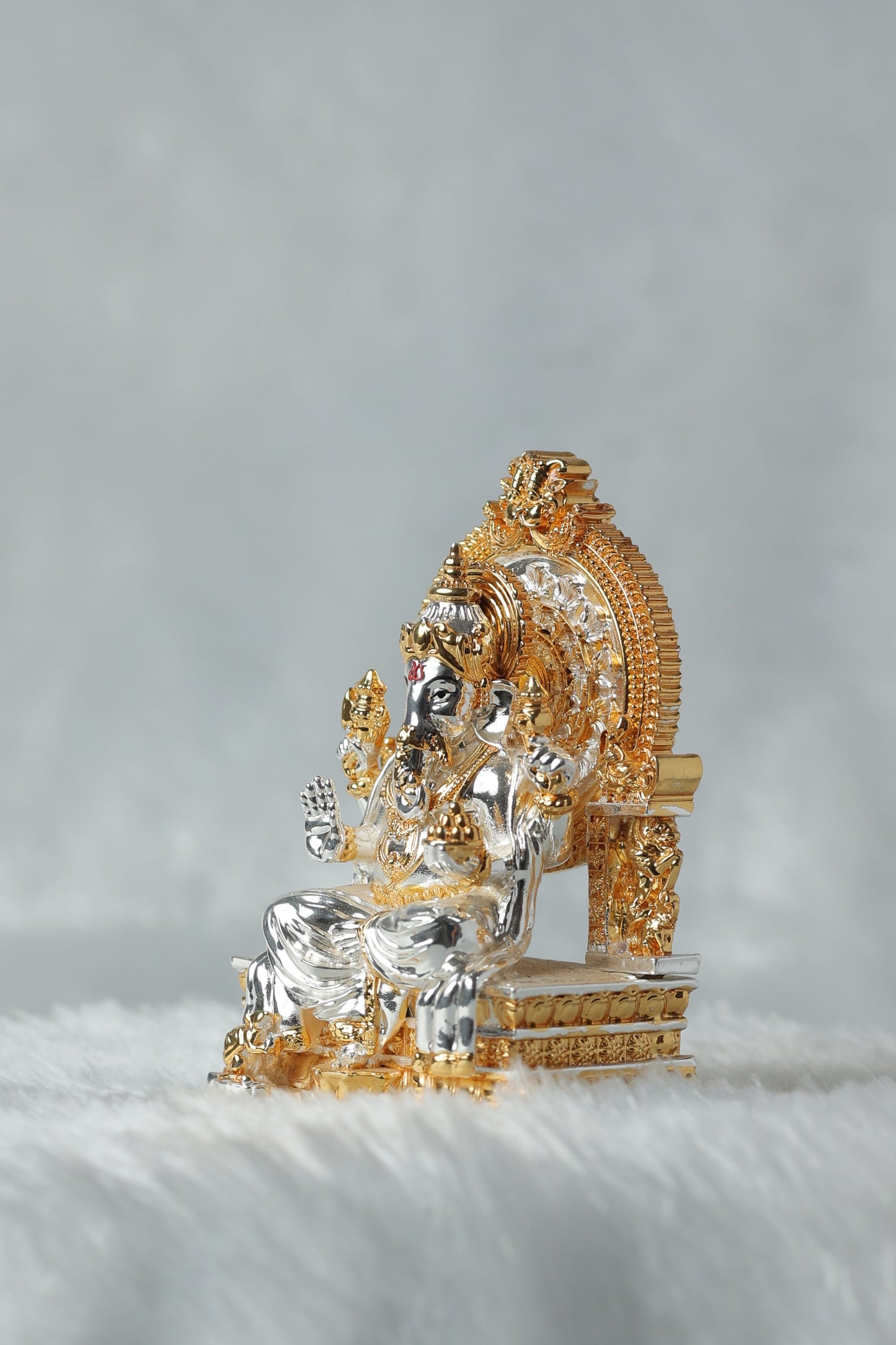 Gold and Silver Plated Matte Finish Ganesh Ji Idol